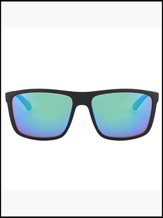 Classic Square Sunglasses with Blue Mirror Lenses main image 5